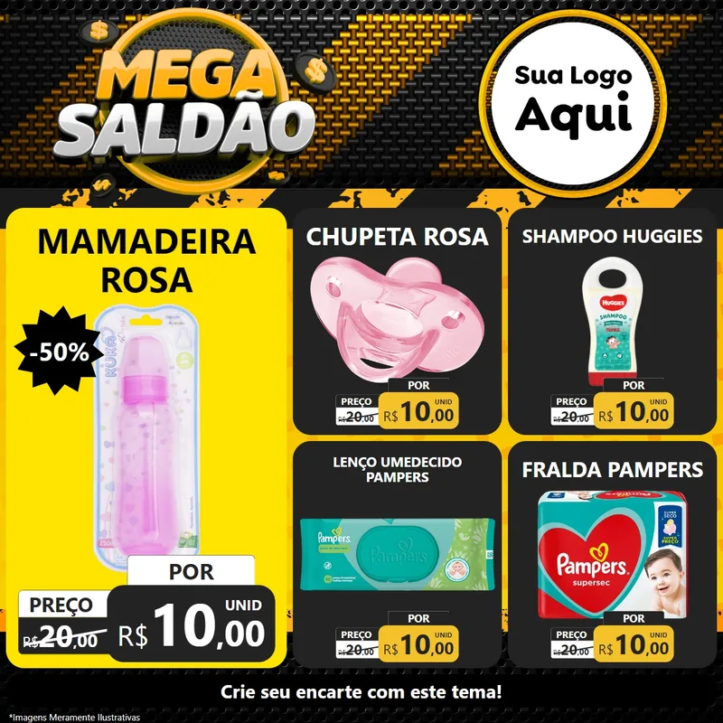Modelo de Rede Social para Feed Facebook com o tema Mega Saldão para Bebês