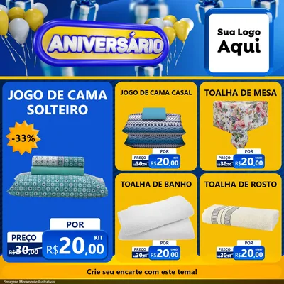 Modelo de Rede Social para Feed Facebook com o tema Aniversário para Cama, Mesa e Banho