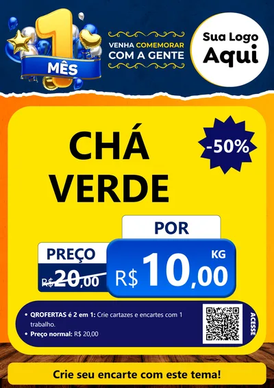 Modelo de Cartaz para Cartaz A4 Vertical com o tema Um Mês de Aniversário para Produtos Naturais