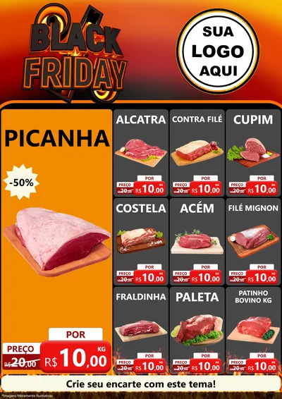 Modelo de Encarte para Encarte A4 Vertical com o tema Black Friday para Açougue