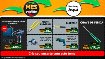 Modelo de TV para TV Horizontal com o tema Mês do Cliente para Maquinas e Ferramentas
