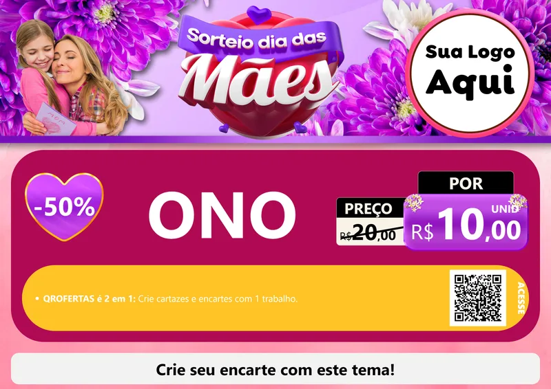 Modelo de Cartaz para Cartaz A4 Horizontal com o tema Sorteio Dia das Mães para Óticas