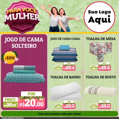 Modelo de Rede Social para Feed Facebook com o tema Para Você Mulher para Cama, Mesa e Banho