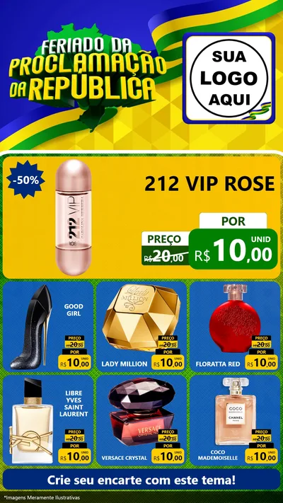 Modelo de Rede Social para Stories com o tema Feriado da Proclamação da República para Perfumes