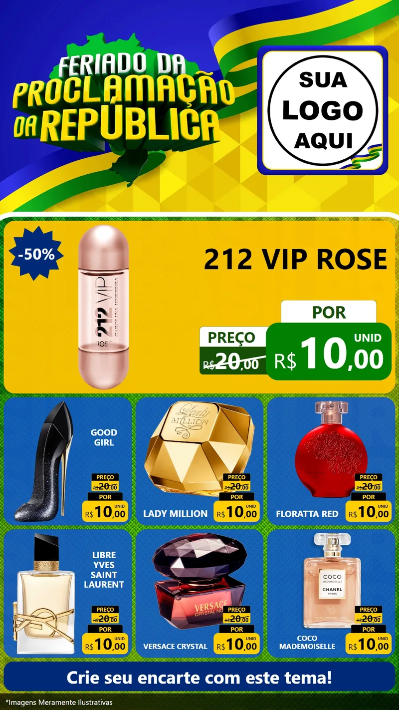 Modelo de Rede Social para Stories com o tema Feriado da Proclamação da República para Perfumes