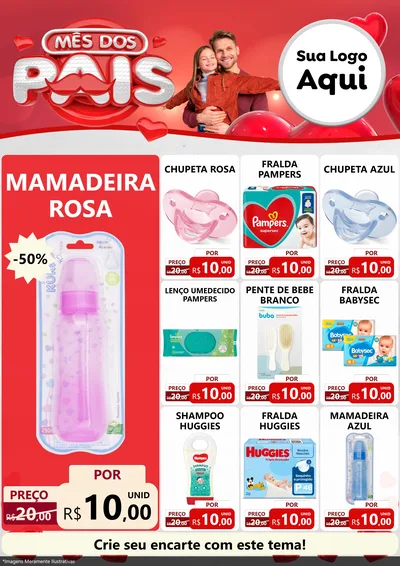 Modelo de Encarte para Encarte A4 Vertical com o tema Mês dos Pais para Bebês