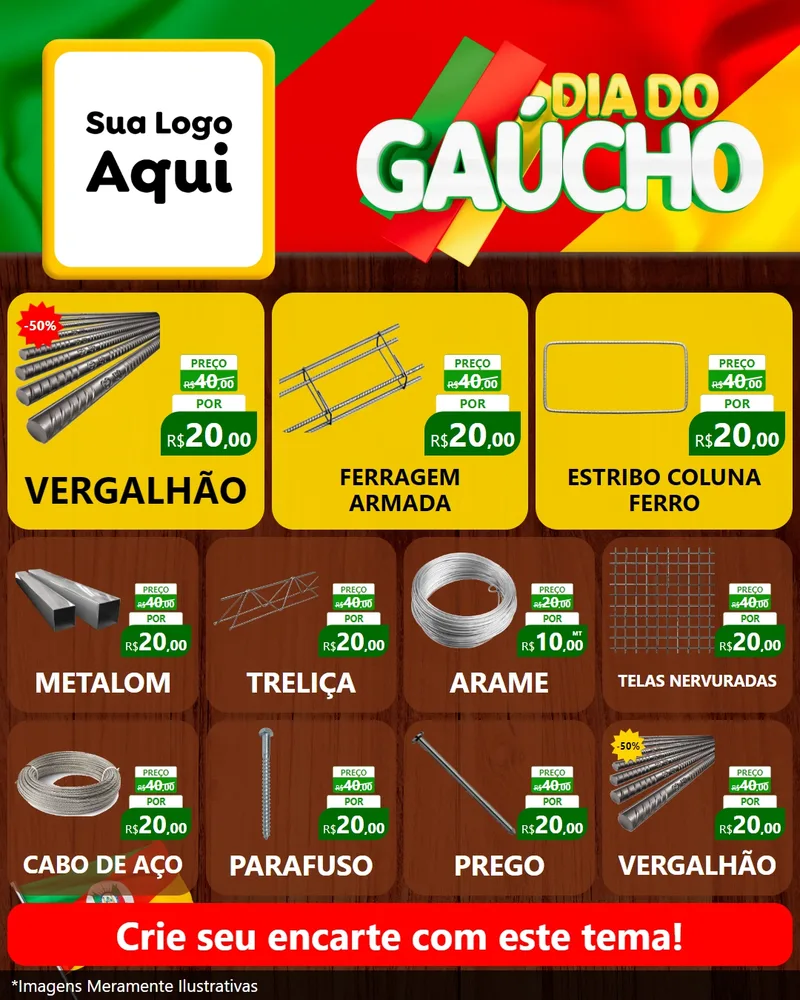 Modelo de Rede Social para Feed Instagram com o tema Dia do Gaúcho para Ferragens