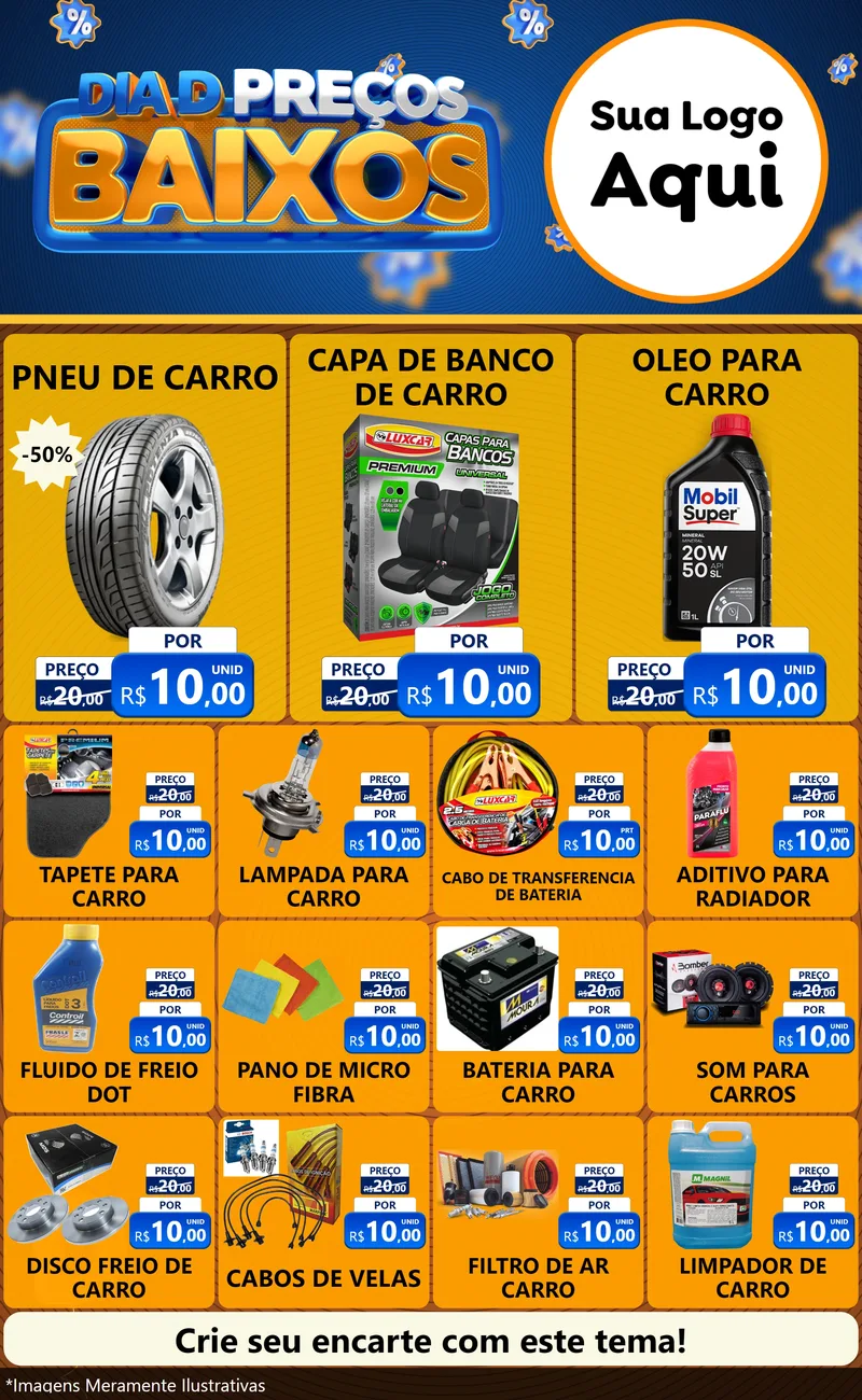 Modelo de Encarte para Encarte Grande com o tema Dia D Preço Baixo para Auto peças