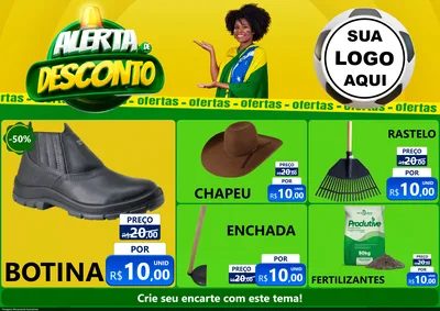 Modelo de Encarte para Encarte A4 Horizontal com o tema Alerta de Desconto para Agropecuária