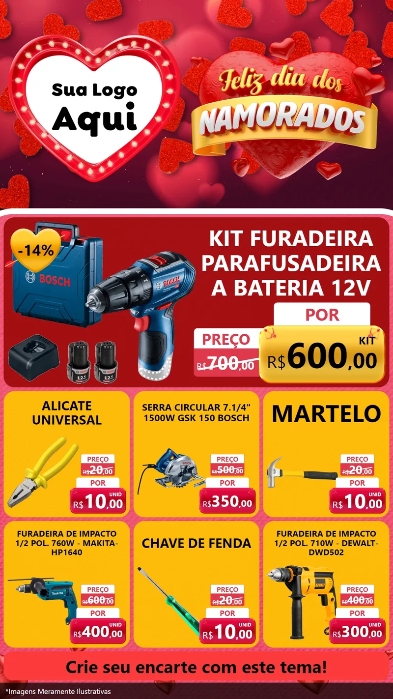 Modelo de Rede Social para Stories com o tema Feliz Dia Dos Namorados para Maquinas e Ferramentas