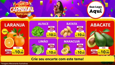 Modelo de TV para TV Horizontal com o tema Pré-Carnaval Especial para Hortifrúti