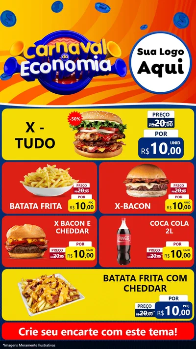 Modelo de TV para TV Vertical com o tema Carnaval da Economia para Hamburgueria