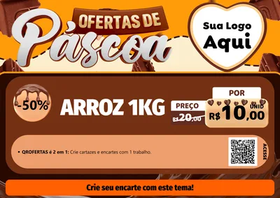 Modelo de Cartaz para Cartaz A4 Horizontal com o tema Ofertas de Páscoa para Supermercado