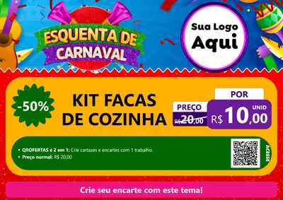 Modelo de Cartaz para Cartaz A4 Horizontal com o tema Esquenta de Carnaval para Utilidades Domésticas