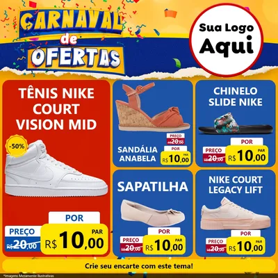 Modelo de Rede Social para Feed Facebook com o tema Carnaval de Ofertas para Calçados
