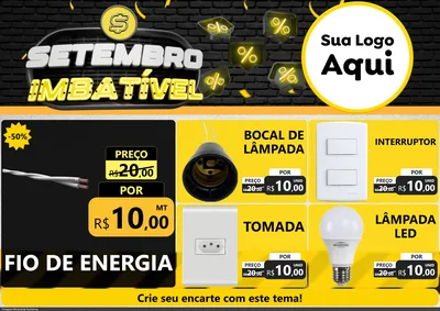 Modelo de Encarte para Encarte A4 Horizontal com o tema Setembro Imbatível para Materiais Elétricos