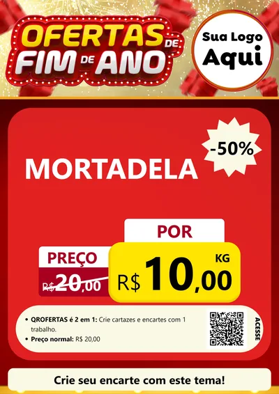 Modelo de Cartaz para Cartaz A4 Vertical com o tema Ofertas de Fim de Ano para Frios e Laticínios