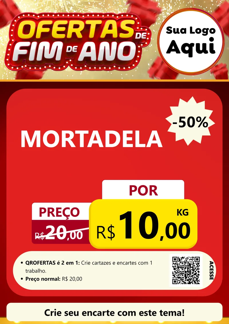 Modelo de Cartaz para Cartaz A4 Vertical com o tema Ofertas de Fim de Ano para Frios e Laticínios