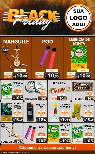 Modelo de Encarte para Encarte Grande com o tema Black Friday para Tabacaria