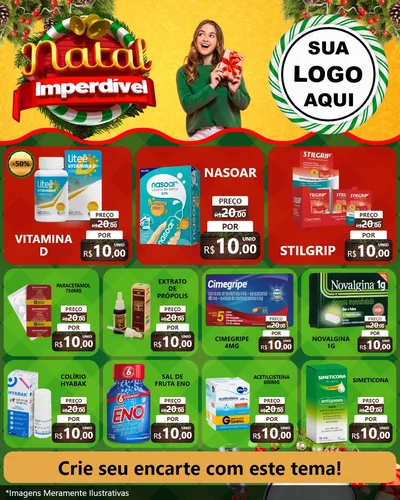 Modelo de Rede Social para Feed Instagram com o tema Natal Imperdível para Farmácia