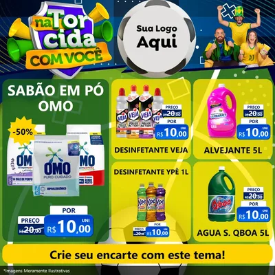 Modelo de Rede Social para Feed Facebook com o tema Na Torcida Com Você - Copa para Produtos de Limpeza