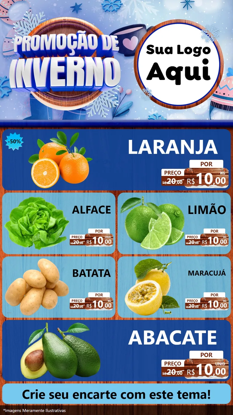 Modelo de TV para TV Vertical com o tema Promoção de Inverno para Hortifrúti