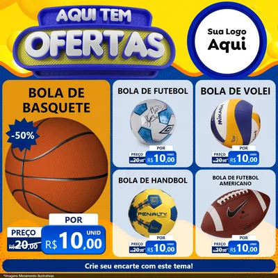 Modelo de Rede Social para Feed Facebook com o tema Aqui Tem Ofertas para Artigos Esportivos