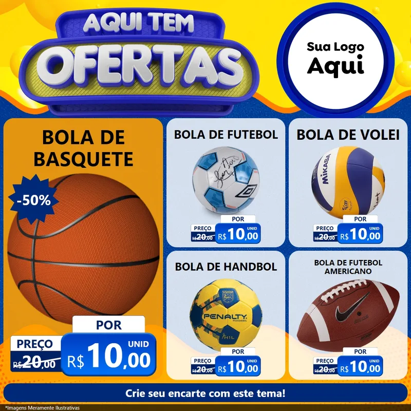 Modelo de Rede Social para Feed Facebook com o tema Aqui Tem Ofertas para Artigos Esportivos
