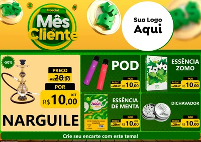 Modelo de Encarte para Encarte A4 Horizontal com o tema Especial Mês do Cliente para Tabacaria