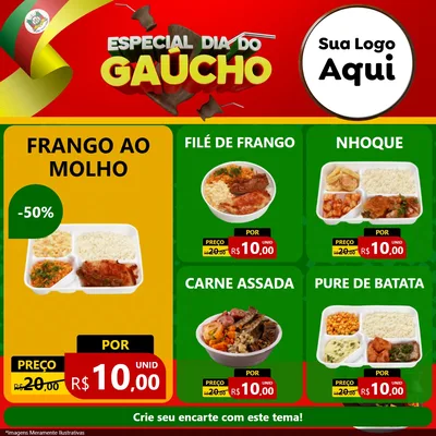 Modelo de Rede Social para Feed Facebook com o tema Especial Dia do Gaúcho para Restaurante