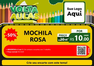 Modelo de Cartaz para Cartaz A4 Horizontal com o tema Volta às Aulas para Papelaria