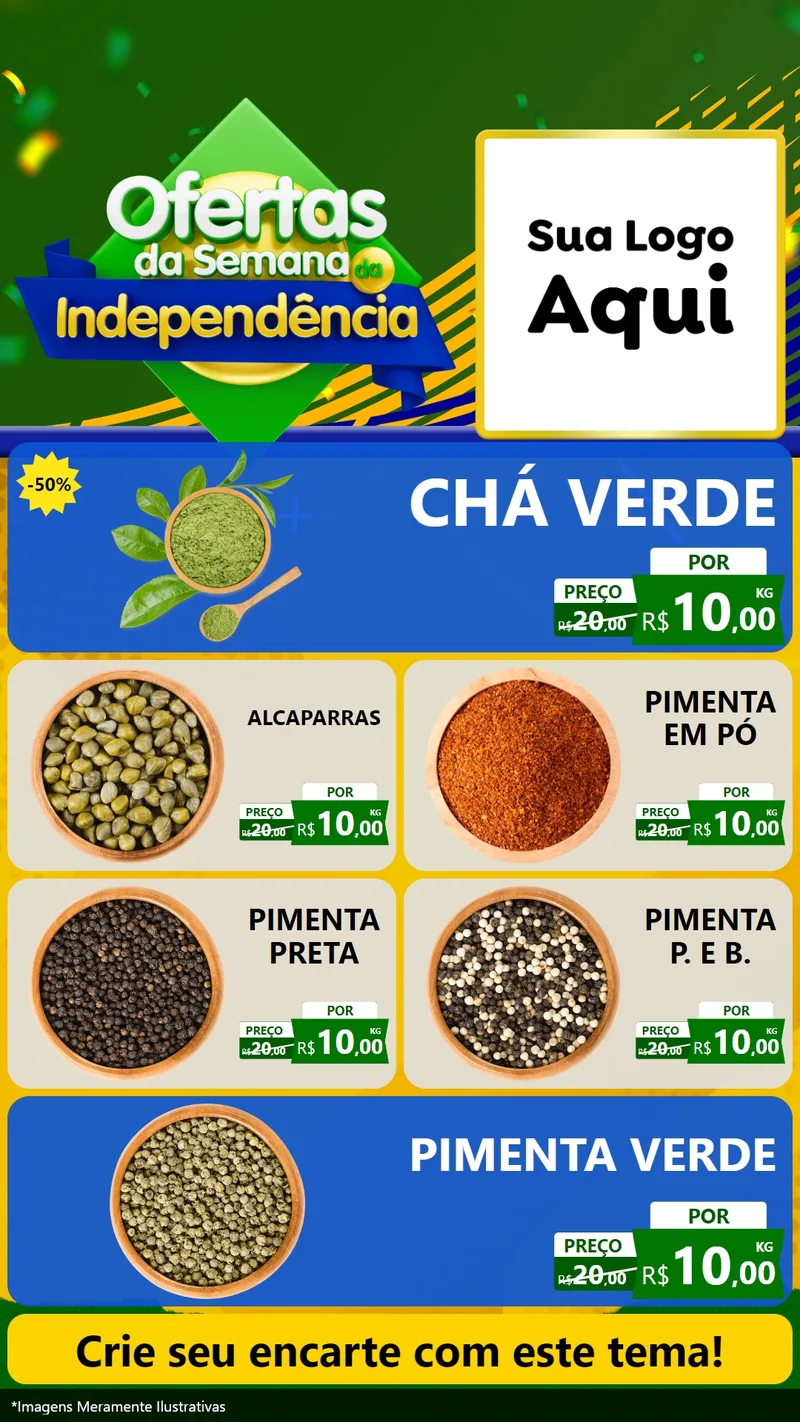 Modelo de TV para TV Vertical com o tema Ofertas da Semana da Independência para Produtos Naturais