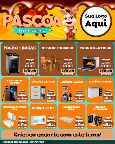Modelo de Rede Social para Feed Instagram com o tema Páscoa Fantástica para Móveis e Eletro