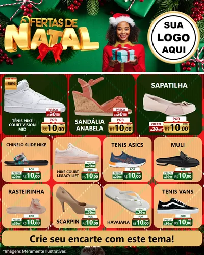 Modelo de Rede Social para Feed Instagram com o tema Ofertas de Natal para Calçados