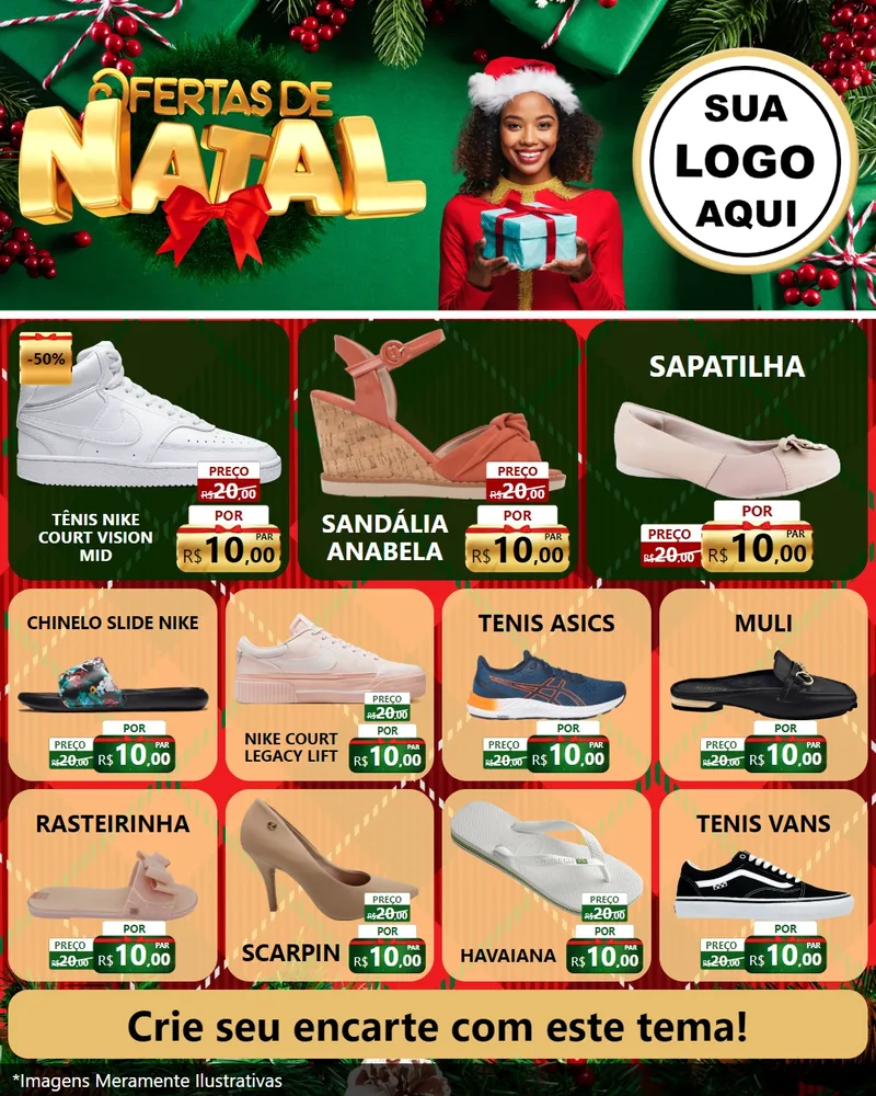 Modelo de Rede Social para Feed Instagram com o tema Ofertas de Natal para Calçados