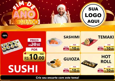 Modelo de Encarte para Encarte A4 Horizontal com o tema Fim de Ano Premiado para Comida japonesa