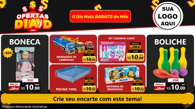 Modelo de TV para TV Horizontal com o tema Ofertas Dia D para Brinquedos