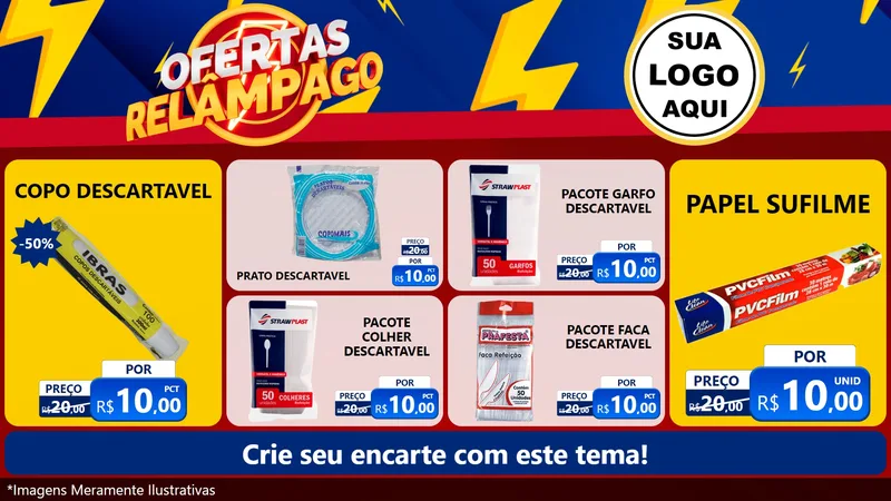 Modelo de TV para TV Horizontal com o tema Ofertas Relâmpago para Embalagens