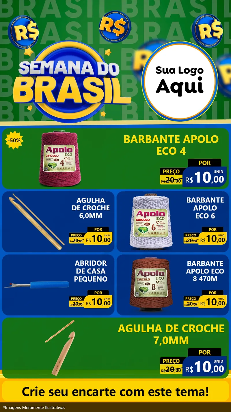 Modelo de TV para TV Vertical com o tema Semana Do Brasil para Armarinho e Aviamentos