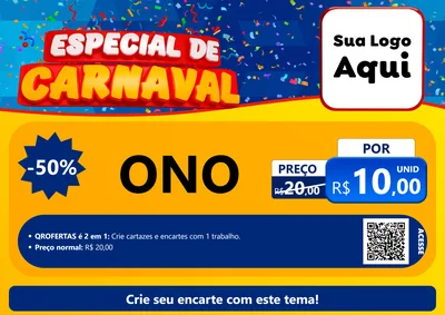 Modelo de Cartaz para Cartaz A4 Horizontal com o tema Especial de Carnaval para Óticas