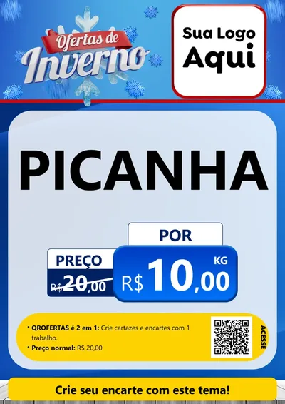 Modelo de Cartaz para Cartaz A4 Vertical com o tema Ofertas de Inverno para Açougue