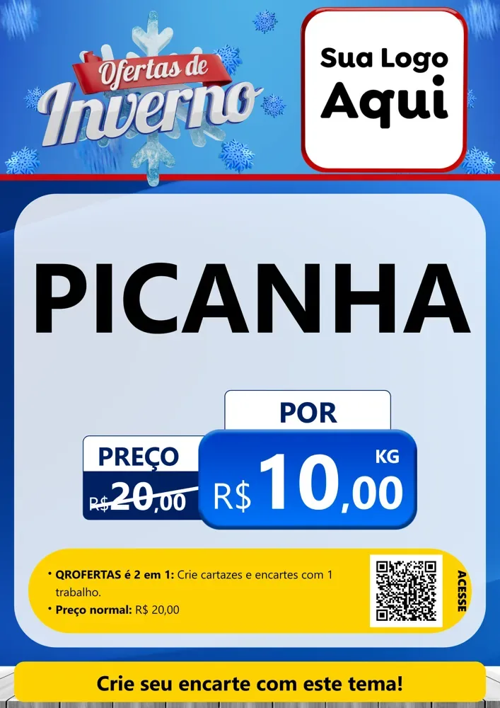 Modelo de Cartaz para Cartaz A4 Vertical com o tema Ofertas de Inverno para Açougue