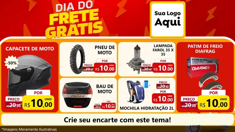 Modelo de TV para TV Horizontal com o tema Dia do Frete Grátis para Moto peças