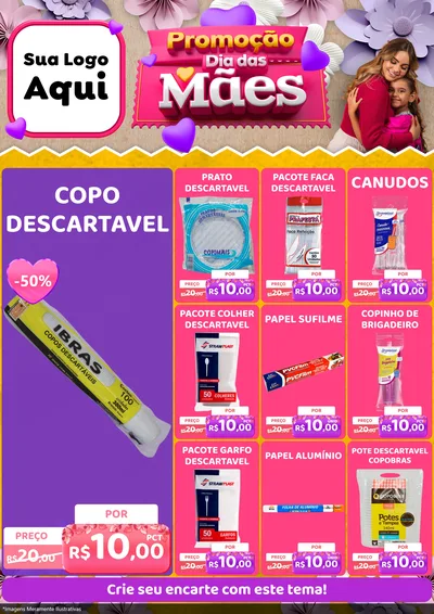 Modelo de Encarte para Encarte A4 Vertical com o tema Promoção Dia das Mães para Embalagens