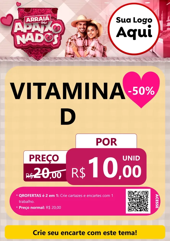 Modelo de Cartaz para Cartaz A4 Vertical com o tema Arraiá dos Apaixonados - Junina para Farmácia