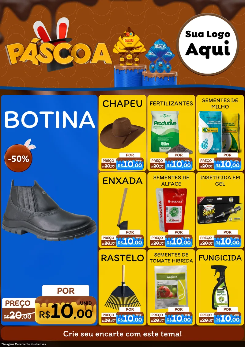 Modelo de Encarte para Encarte A4 Vertical com o tema Páscoa para Agropecuária