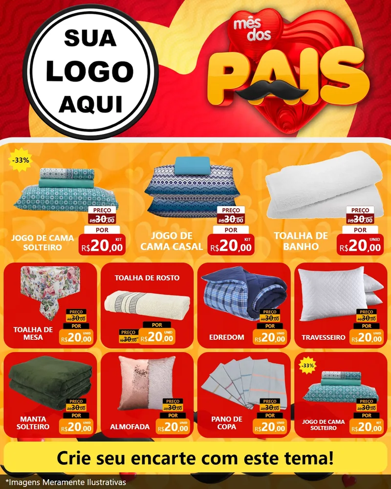 Modelo de Rede Social para Feed Instagram com o tema Mês Dos Pais para Cama, Mesa e Banho