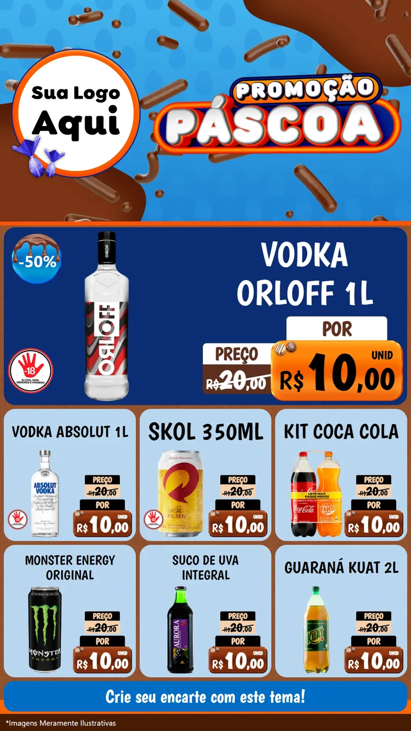 Modelo de Rede Social para Stories com o tema Promoção Páscoa para Distribuidora de bebidas