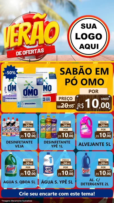 Modelo de Rede Social para Stories com o tema Verão de Ofertas para Produtos de Limpeza