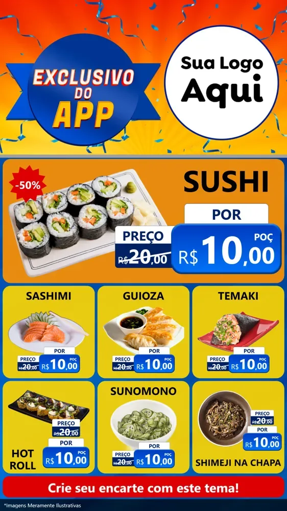 Modelo de Rede Social para Stories com o tema Exclusivo do Aplicativo para Comida japonesa